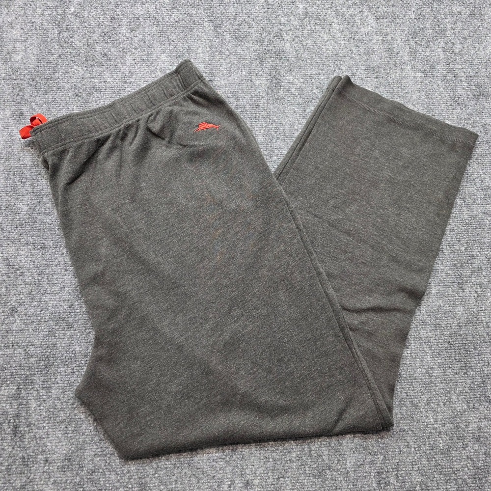 Tommy Bahama Mens XL Gray Heather Lounge Pants Red Drawstring Marlin Logo Pajama